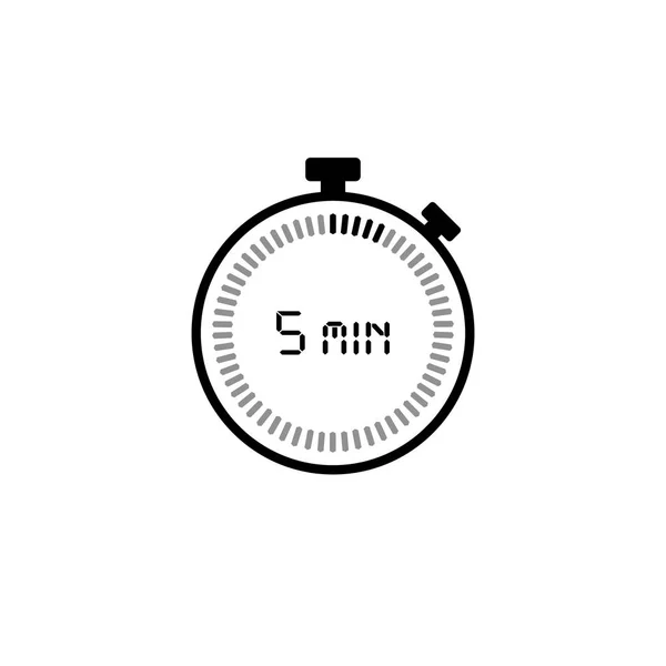 The 5 minutes, stopwatch vector icon, digital timer. Bloqueo y rotura — Vector de stock