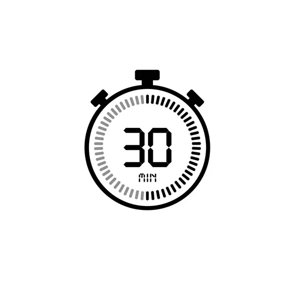 Die 30 Minuten, Stoppuhr-Vektorsymbol, digitaler Timer. Uhr und — Stockvektor