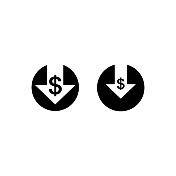Ícone de redução de custos isolado no fundo branco. Vetor ilustr — Vetor de Stock