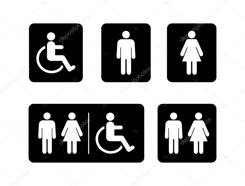Washroom symbols collection. Male washroom sign. Female washroom