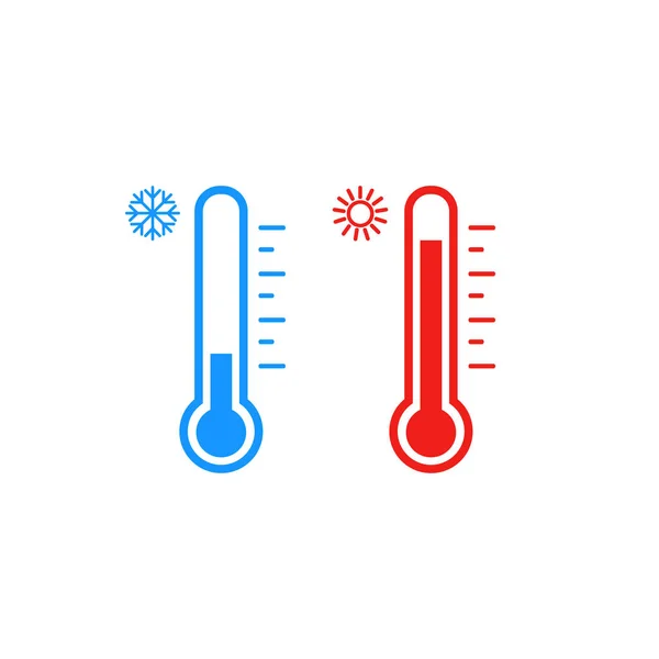 Ensemble d'icône de thermomètre. Temps chaud et froid. Vecteur. Isolé — Image vectorielle