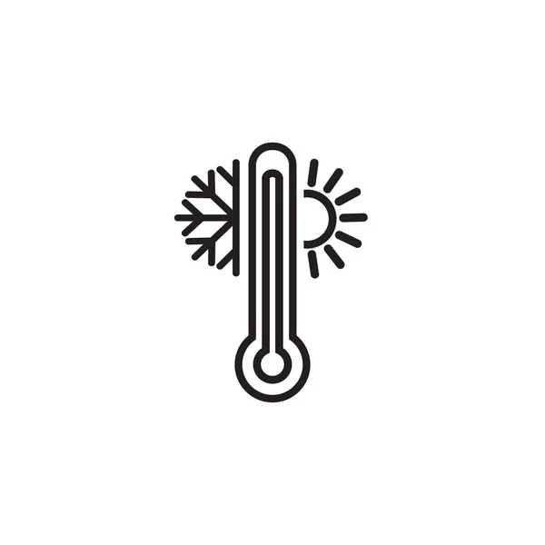 Weather temperature thermometer line icon. linear style sign for mobile concept and web design. Thermometer with sunny and freezy weather outline vector icon. Symbol, logo illustration. — Stock Vector