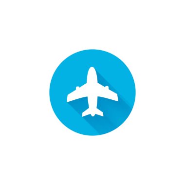 Uçak ikonu vektör mavi çizim logo şablonu. Tra
