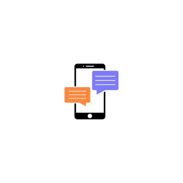 Mobile phone chat sign icon in flat style. Message notifications