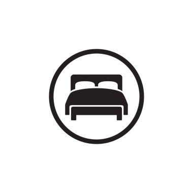 Çift kişilik yatak vektör simgesi beyaz