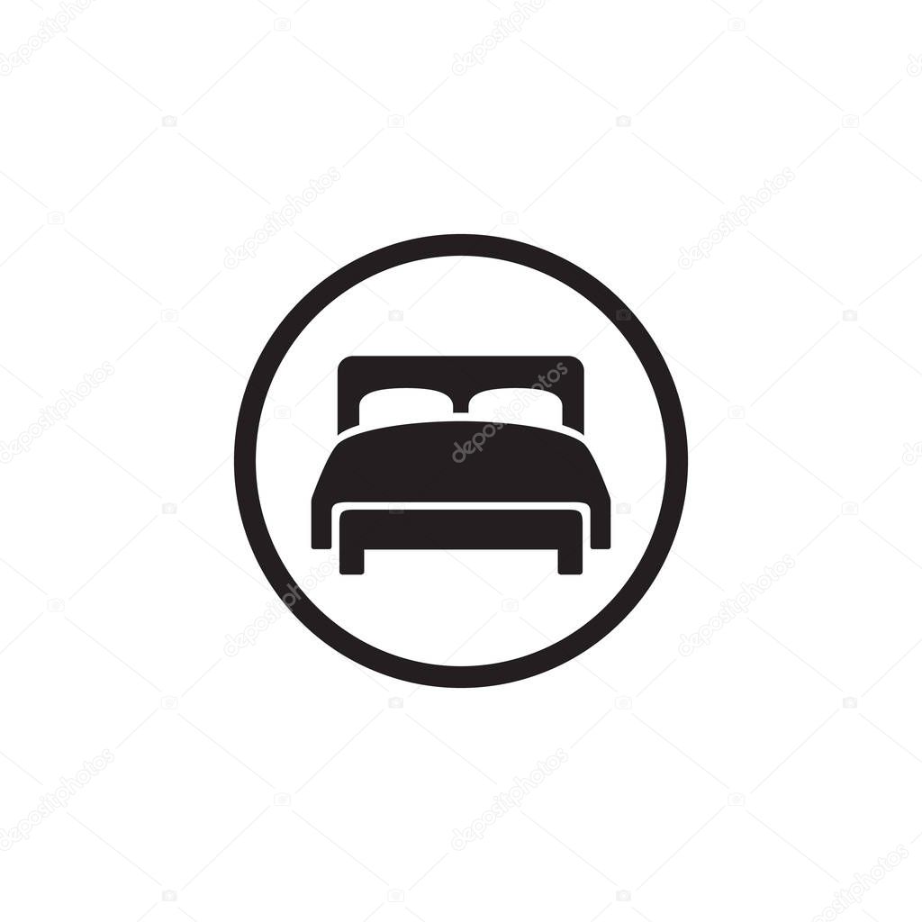 Double bed vector icon on white