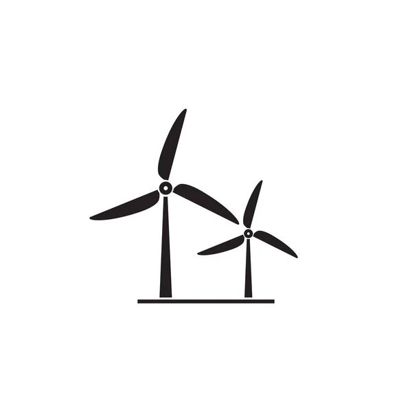 Wind turbine icoon. Vlakke ontwerp stijl. Windmolen silhouet. Vector — Stockvector