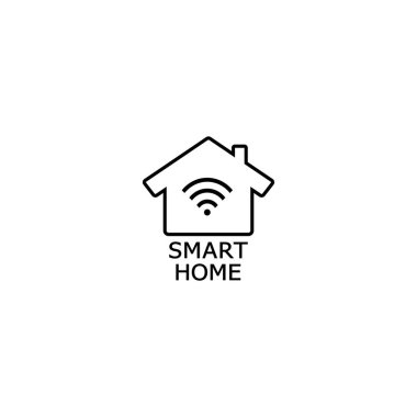 Ev ve Wi-Fi işareti simgesi. Bağlı cihazlar veya ev Wi-Fi ile akıllı ev. Simge