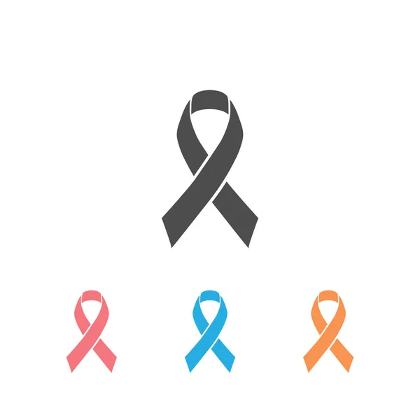 Modernes Brustkrebs-Icon Set mit farbenfroher und eleganter Schleife. — Stockvektor