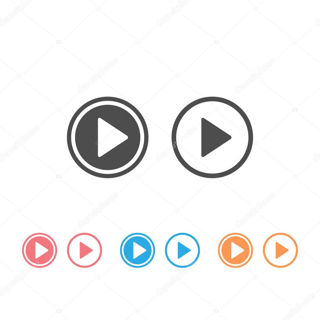 Play icon set, buttons, symbol illustration isolated