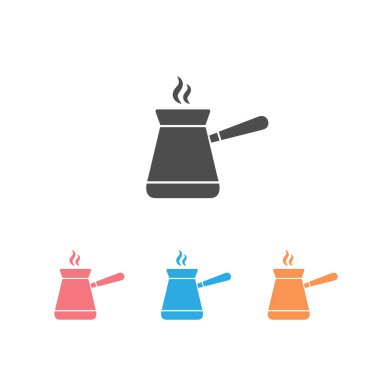 Jezve Türk kahve demliği ikonu seti. Vektör izole edildi
