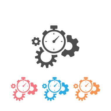 Üretim Simgesi beyaza ayarlandı. Vektör izole edildi