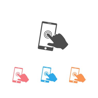 Elle ayarlanmış akıllı telefon ekran simgesi, dokunmatik ekran simgesi.