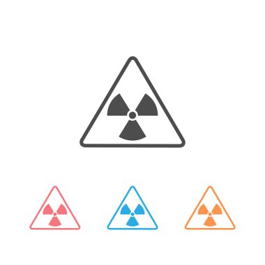Vektör illüstrasyon zehirli işaret, sembol. Beyaz arkaplanda izole edilmiş üçgen simgesindeki radyoaktif bölge uyarısı. Radyoaktivite. Tehlikeli radyasyon alanı sembolü. Kimya zehir düzlemi