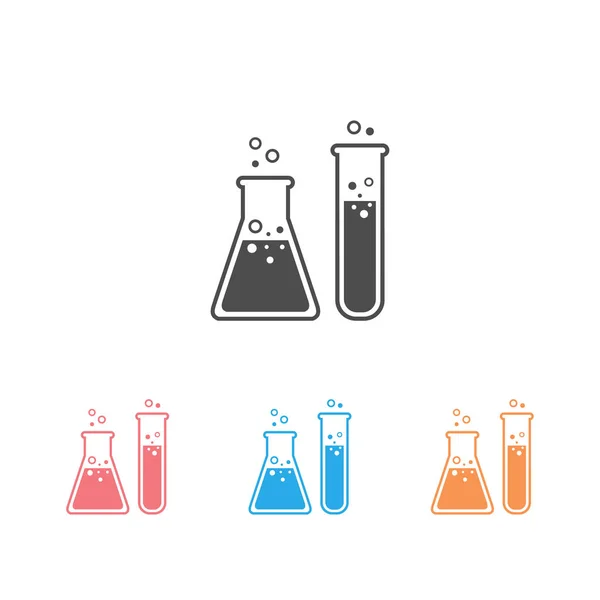 Set de iconos de laboratorio químico de tubo de matraz — Vector de stock