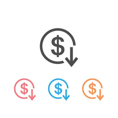 Dolar ok düşüşü fiyat değeri değer azaltımı finans simgesi kümesi yükselen iş simgesi.