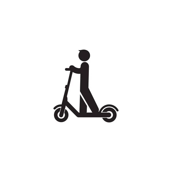Человек-скутер на электронном скутере чёрный иконка знака — стоковый вектор