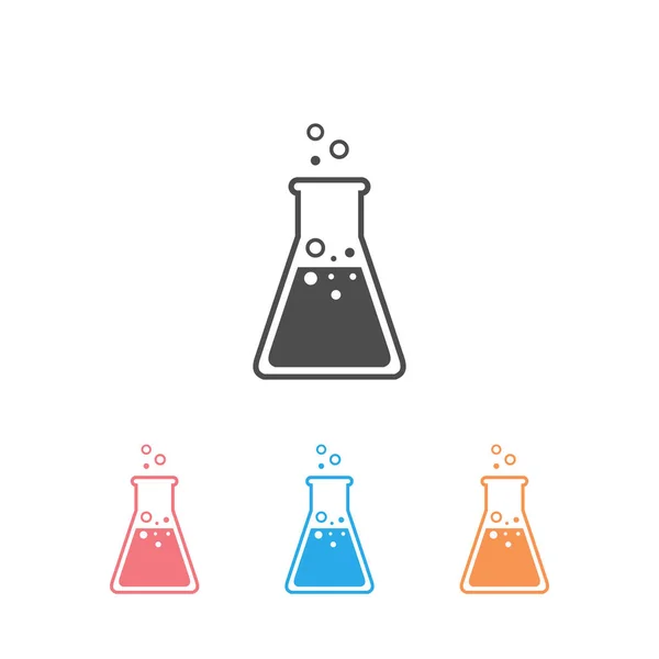 Set de iconos de laboratorio químico de tubo de matraz — Vector de stock