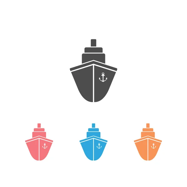 Ícone do navio ajustado plano. Pictograma sobre fundo cinzento. Ilustração vetorial —  Vetores de Stock