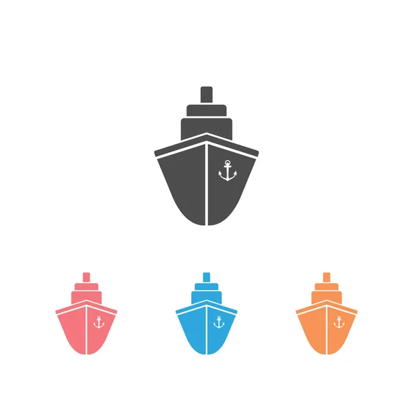 Schip pictogram ingesteld plat. Pictogram op grijze achtergrond. Vectorillustratie — Stockvector