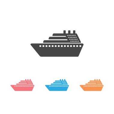 Gemi simgesi seti vektörü. Cruise gemi sembol simgesi