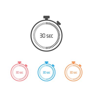 The 30 seconds, stopwatch vector icon set, digital timer. Clock and watch, timer, countdown clipart