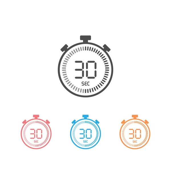 Die 30 Sekunden, Stoppuhr-Vektor-Symbol eingestellt, digitale Zeitschaltuhr. 06.12.2014 00: 00 Uhr, Länderspiegel — Stockvektor