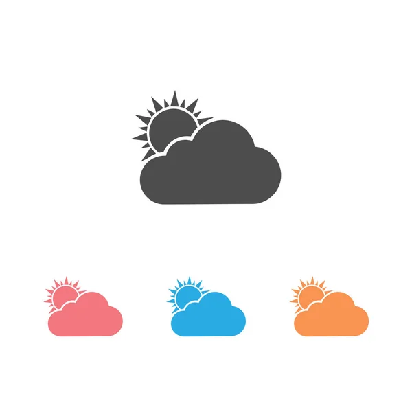 Zon en wolk weer pictogram ingesteld geïsoleerd op witte achtergrond. Vector — Stockvector