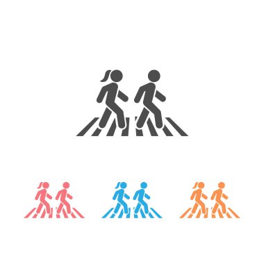 Yürüyüş simgesi simge kümesi logo şablonu.