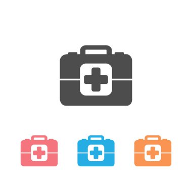 Tıp Evrak Çantası simgesi beyaz ayarlayın. Vektör çizimi