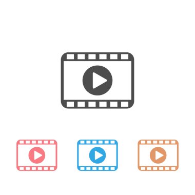 Video modern simge seti şerit vektör beyaz izole oynat