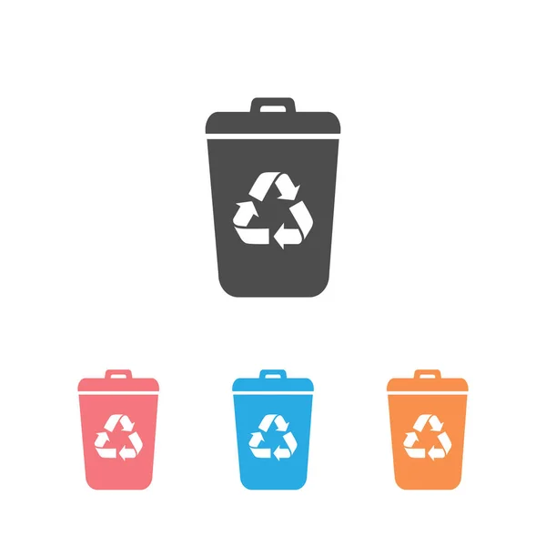 Mülleimer-Vektor-Icon gesetzt. eco bio concept, Recycling. flaches Design Illustration isoliert auf weißem Hintergrund. schwarzes Zeichen für Web — Stockvektor