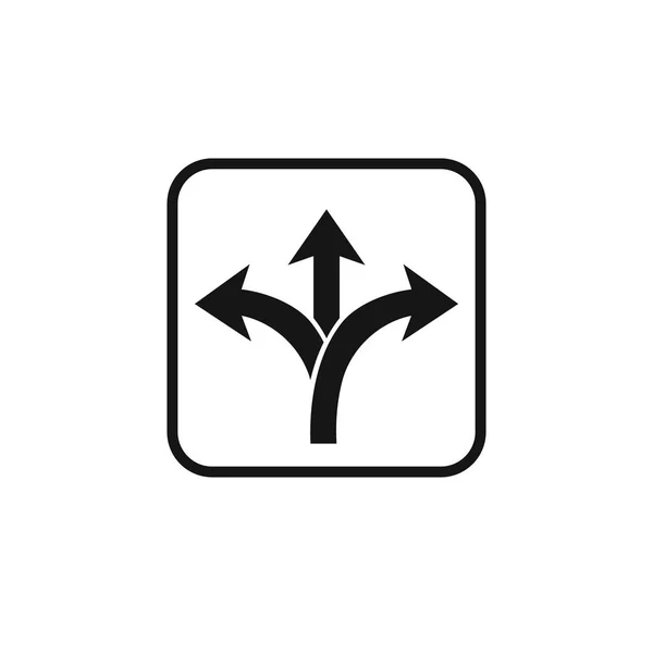 Flecha de dirección de tres vías en estilo plano. Ilustración vectorial. Icono de dirección del camino aislado — Vector de stock