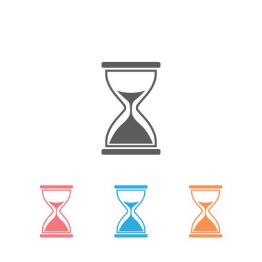 Beyaz arkaplanda kum saati simgesi çizimi. Vektör