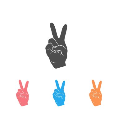 Parmaklar ya da el işaretleri barış anlamına gelir. simge seti