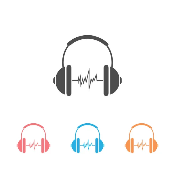 Auriculares icono de auriculares establecidos en estilo plano. Ilustración vectorial de auriculares sobre fondo blanco aislado. Negocio de aparatos de audio — Vector de stock