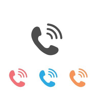 Telefon simgesi, beyaz arka planda yalıtılmış modaya uygun düz bir tarzda ayarlanır. Telefon sembolü. Vektör