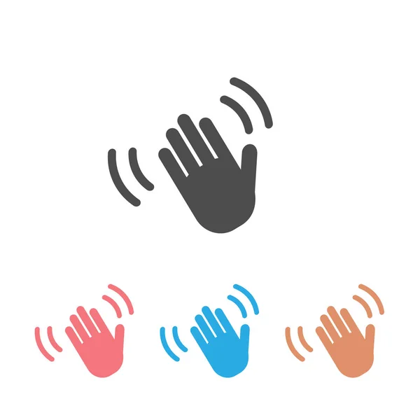 Gelombang tangan melambaikan tangan hi atau halo baris gestur ikon vektor seni diatur untuk aplikasi - Stok Vektor