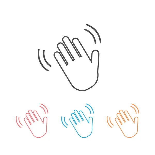 Hånd bølge vinke hi eller hello gestus linje kunst vektor ikon indstillet til apps – Stock-vektor