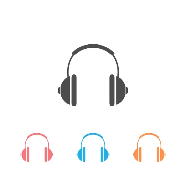Hörlurs headsetets Ikonuppsättning i platt stil. Hörlurar vektor illustration på vit isolerad bakgrund. Ljud gadget Business — Stock vektor