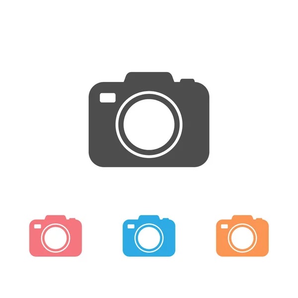 Ikona wektorowa aparatu fotograficznego ustawiona na białym — Wektor stockowy