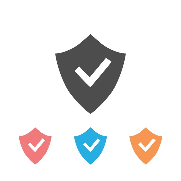 Schild und Häkchen Symbol setzen Vektor-Logo — Stockvektor
