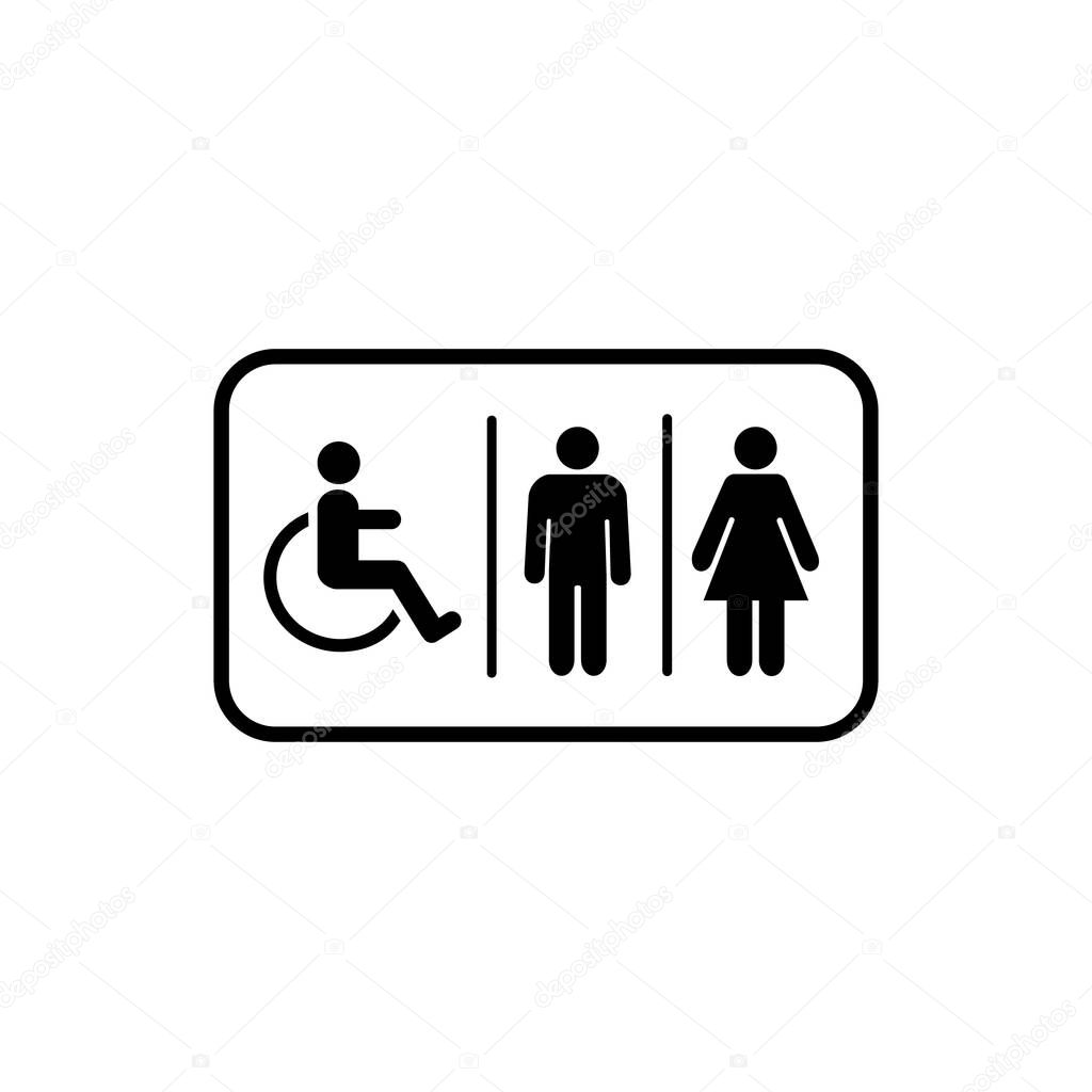 Lavatory Icon. Rest Room Signage. Toilet Symbol Vector Illustration Logo