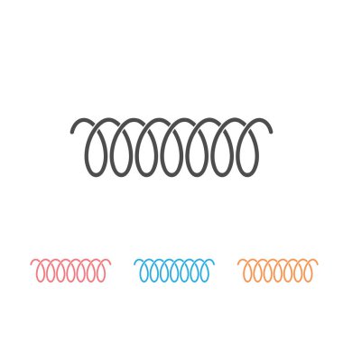 Spiral spring vector logo icon set of swirl line or curved wire cord pattern clipart