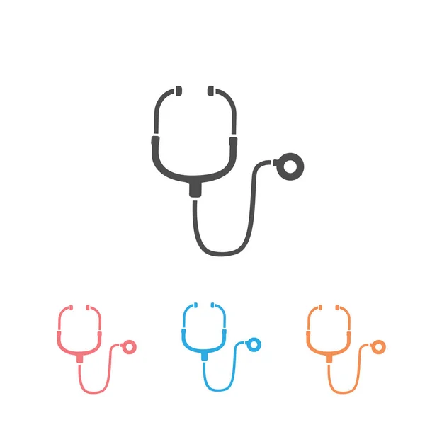 Ensemble d'icônes médicales abstraites avec stéthécope, illustration vectorielle sur fond blanc — Image vectorielle