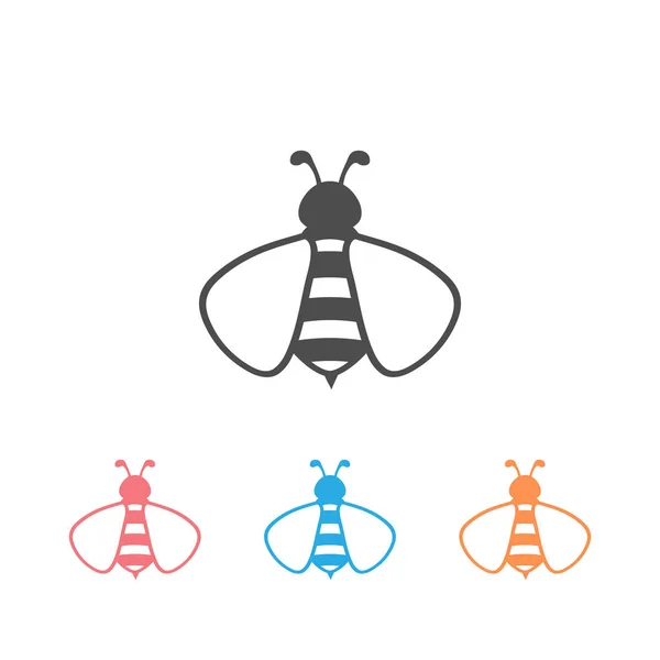 Icono de abeja establecer el logotipo en blanco. vector — Archivo Imágenes Vectoriales