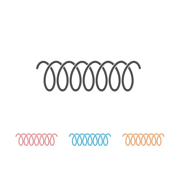 Ensemble d'icônes de logo vectoriel à ressort spiralé de ligne tourbillonnante ou de motif de cordon métallique incurvé — Image vectorielle