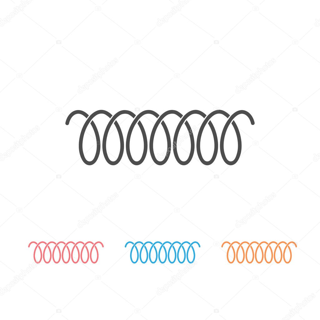Spiral spring vector logo icon set of swirl line or curved wire cord pattern