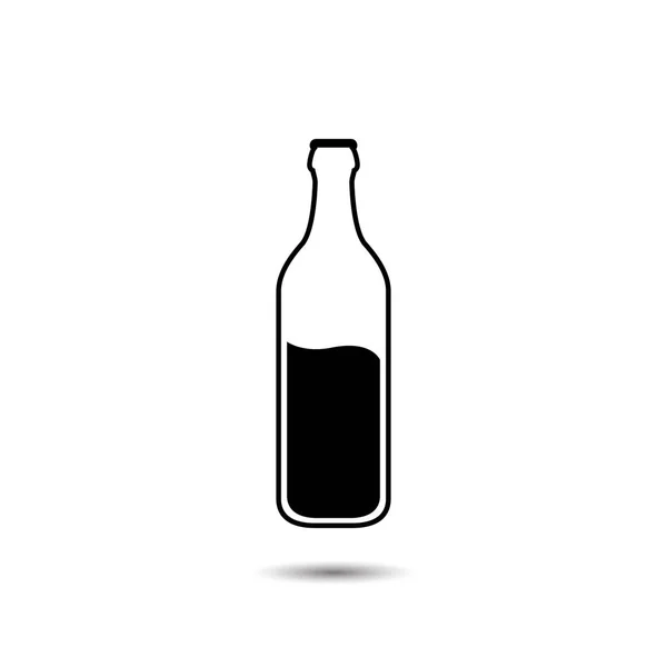 Иконка одной плоской бутылки пива на белом фоне . — стоковый вектор