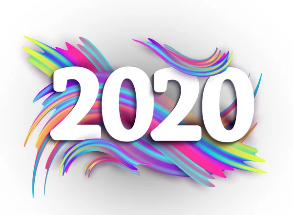 2020 Año Nuevo en el fondo de un colorido aceite de pincelada o elemento de diseño de pintura acrílica. Vector — Vector de stock